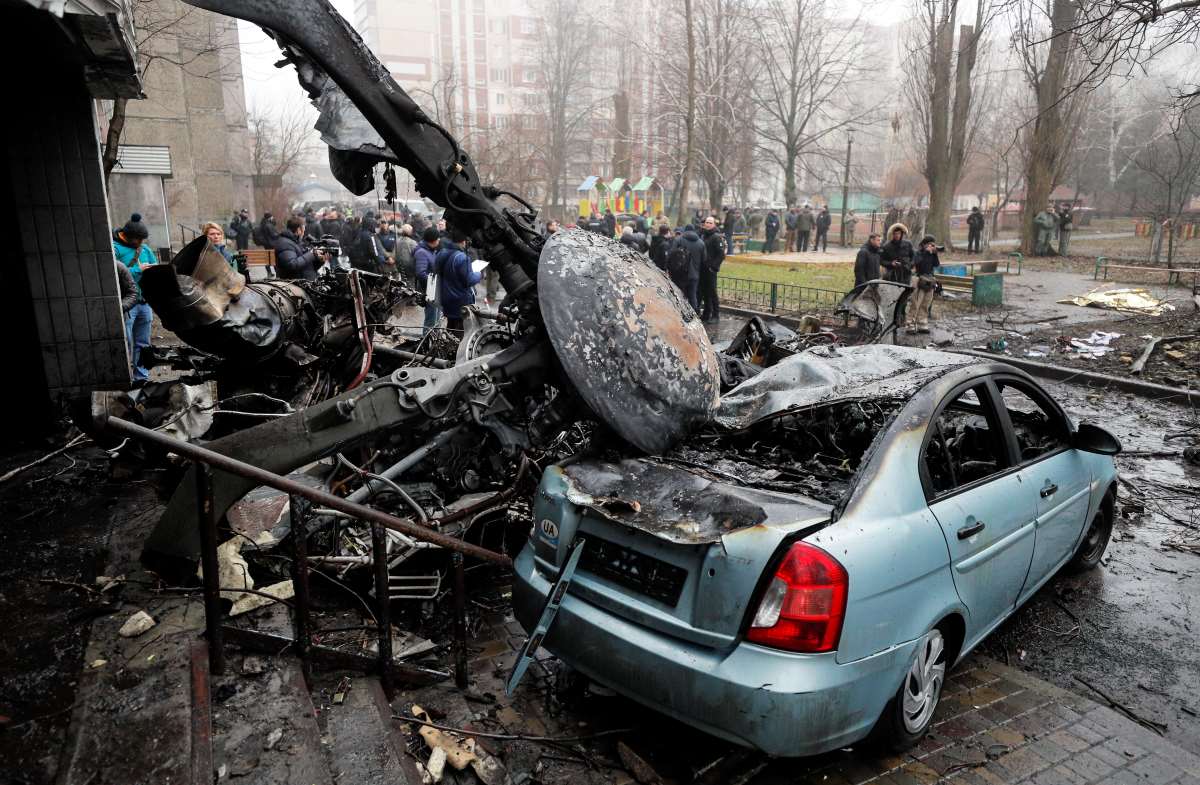 Helikopterbaleset Ukrajnában, a Kijev melletti Brovariban.