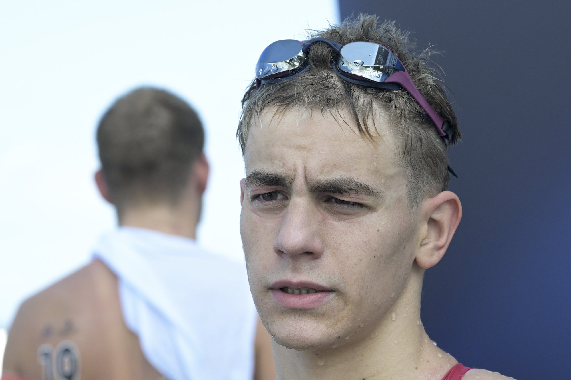 Betlehem Dávid a férfi nyílt vízi úszók 10 kilométeres versenye után.