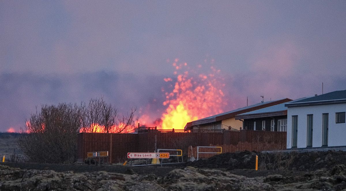 Vulkánkitörés Grindavík közelében.