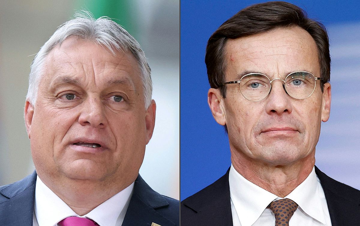 Orbán Viktor magyar és Ulf Kristersson svéd miniszterelnök.