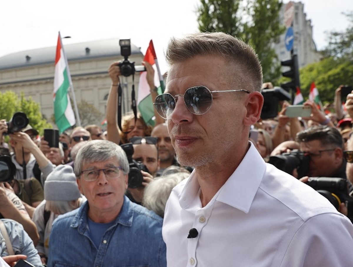 Magyar Péter az általa szervezett tiltakozáson