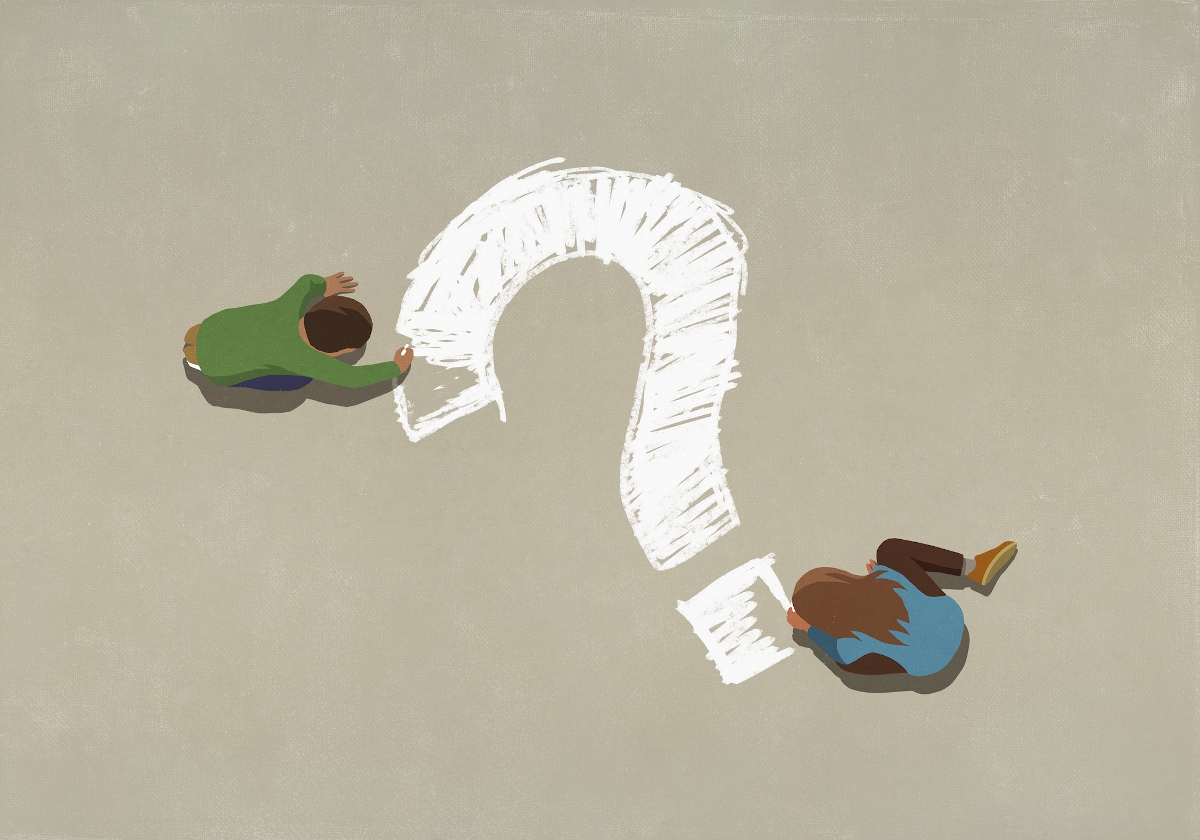 Kérdőjelet rajzoló gyerekek