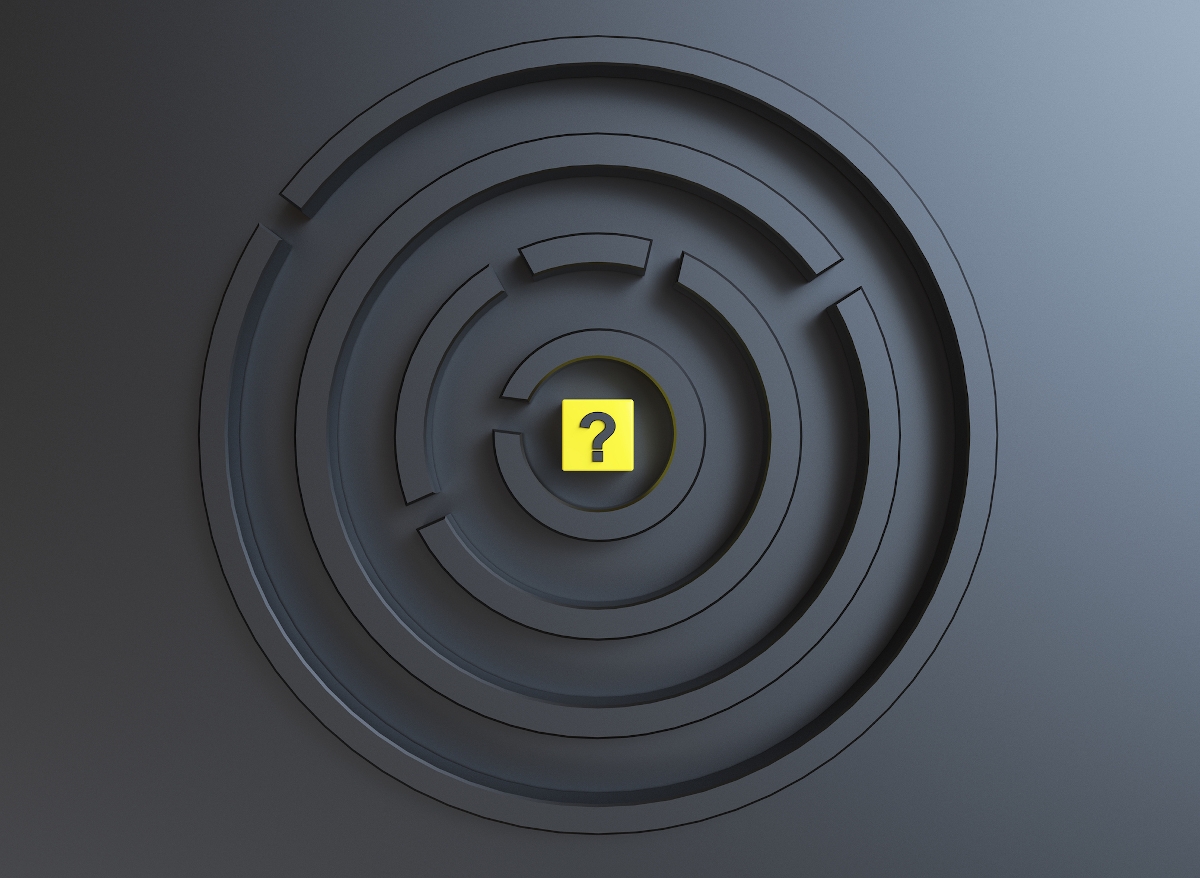 Complication mystery and problem solving Uncertainty and challenge in business question mark symbol in the middle of a maze - Startlap