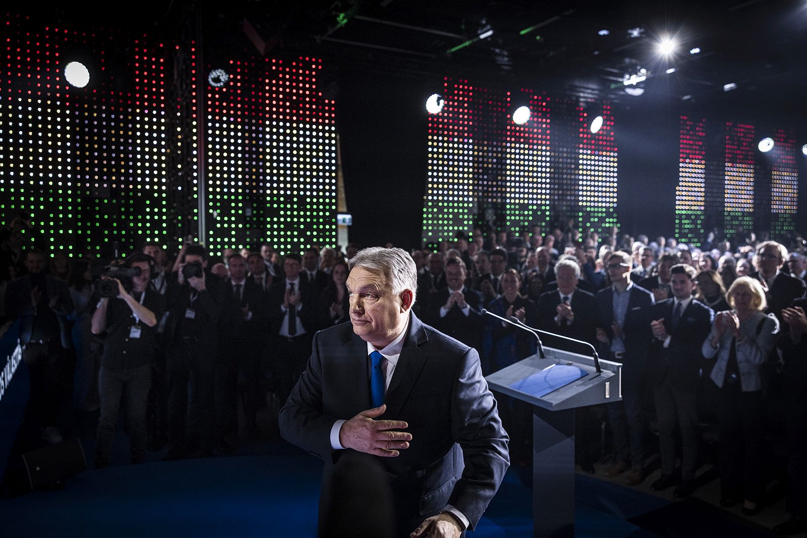 ORBÁN Viktor - Startlap Orbán Viktor miniszterelnök az évértékelő beszéde végén a Várkert Bazárban 2026. február 14-én.