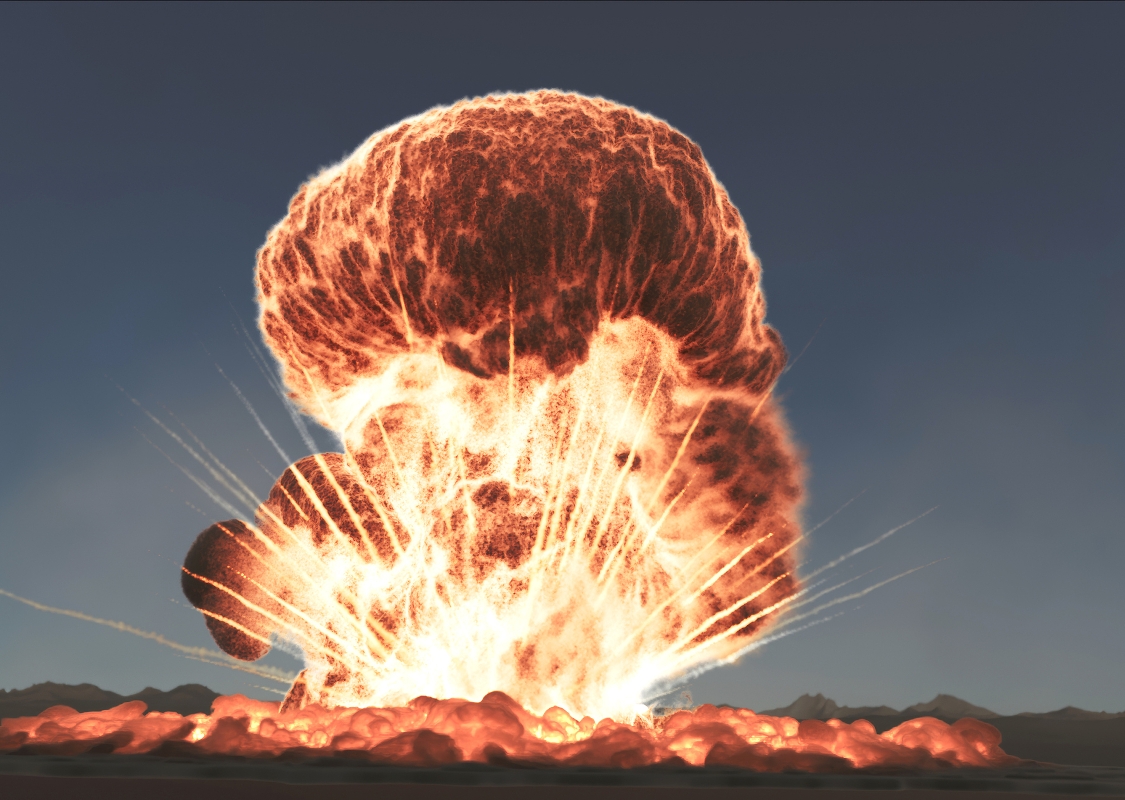 Kísérleti atomrobbantás vörösen izzó felhője