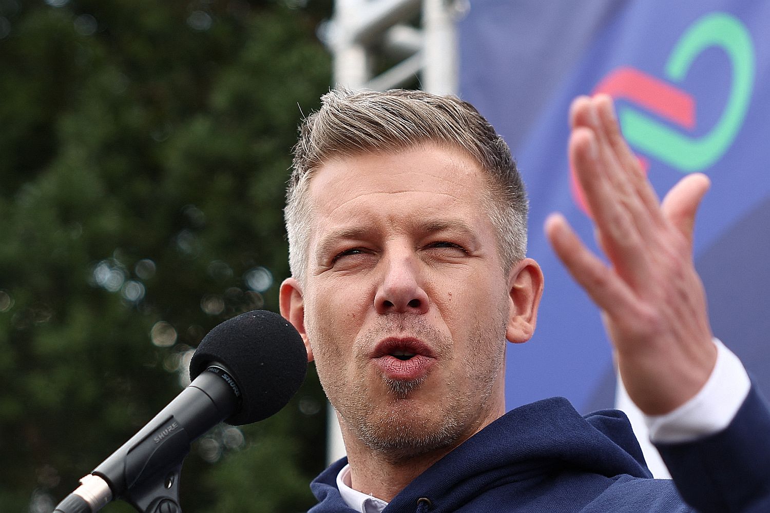 Peter Magyar Election Rally In Ivancsa - Startlap Magyar Péter szónokol.