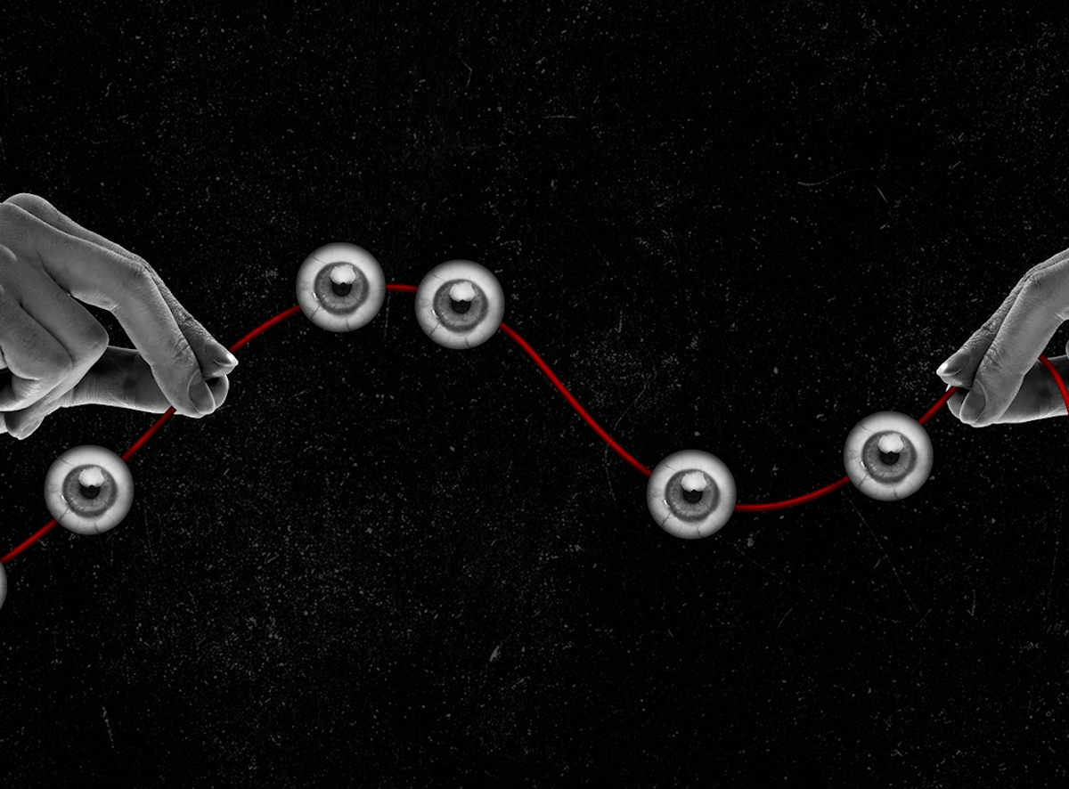 Szemek egy piros vonal mentén