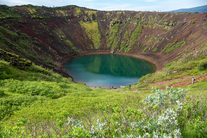 Kerið volcanic crater lake also called Kerid or Kerith in southern Iceland is part of the Golden Circle route - Startlap Utazás