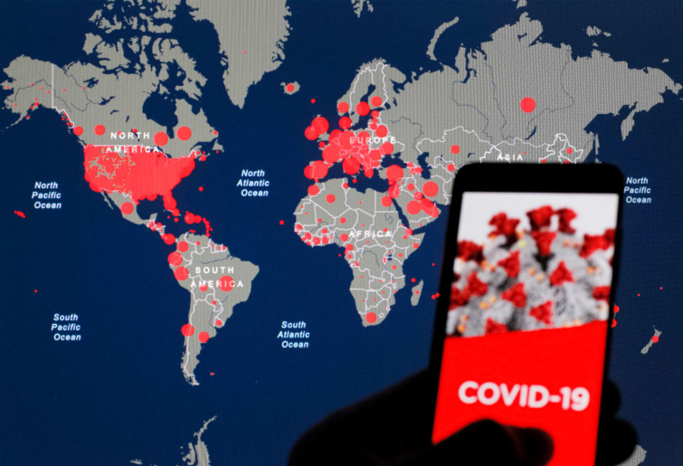 Koronavírus világtérkép