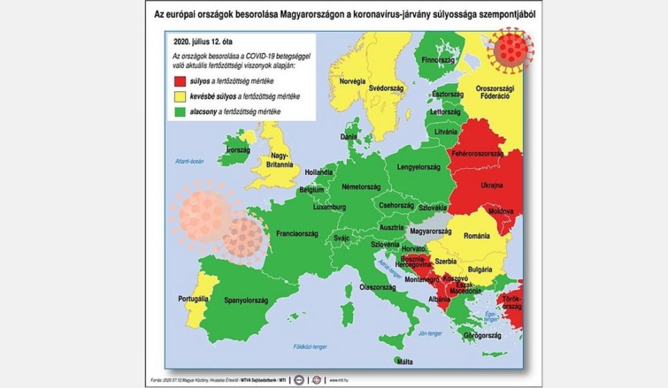 koronavírus térkép európa