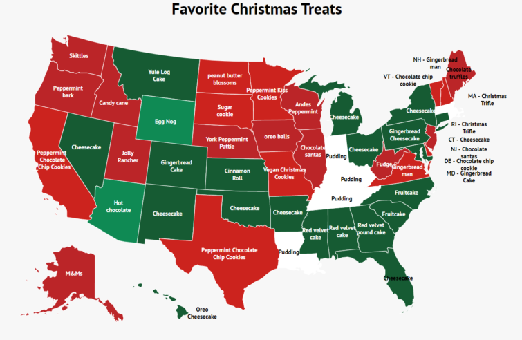 Kedvenc édességek az USA államaiban.