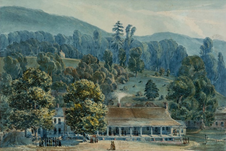 White Sulphur Springs 1832-ben, vízfestmény. 