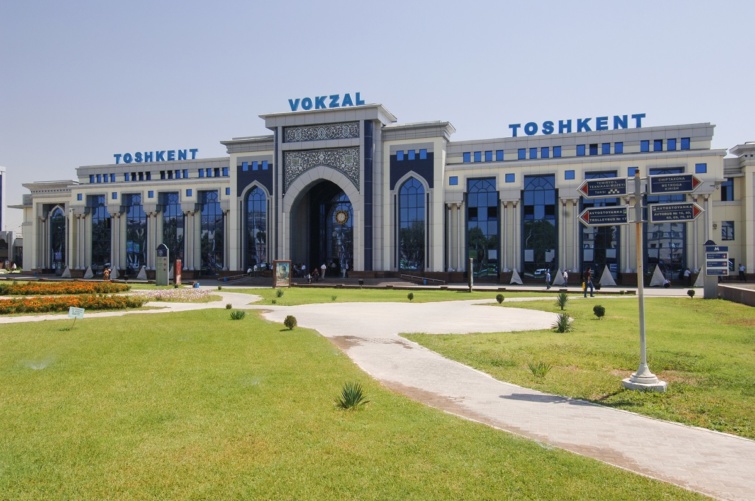 A taskenti vasútállomás épülete.