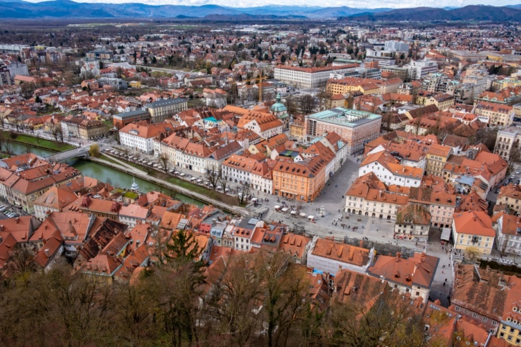 Ljubljana belvárosa a magasból fényképezve