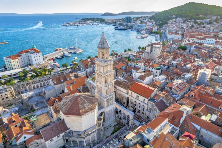 Split óvárosa felülnézetből