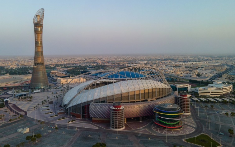 A dohai Kalifa Stadion légi felvételen.