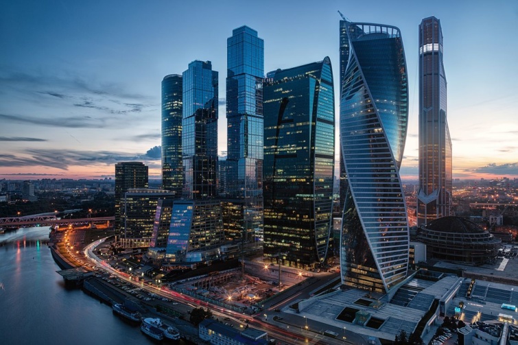 Moszkva nemzetközi üzleti negyedének látképe.