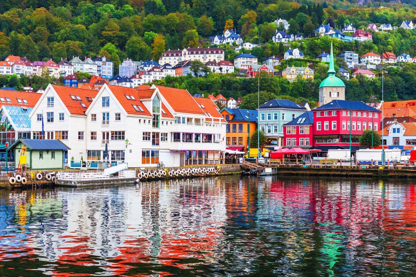 A norvég Bergen városának látképe