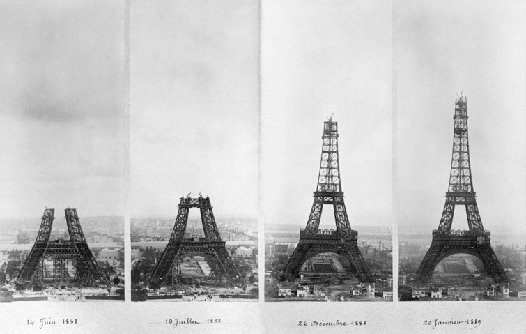 Az Eiffel-tprony kétéves építésének négy állomása