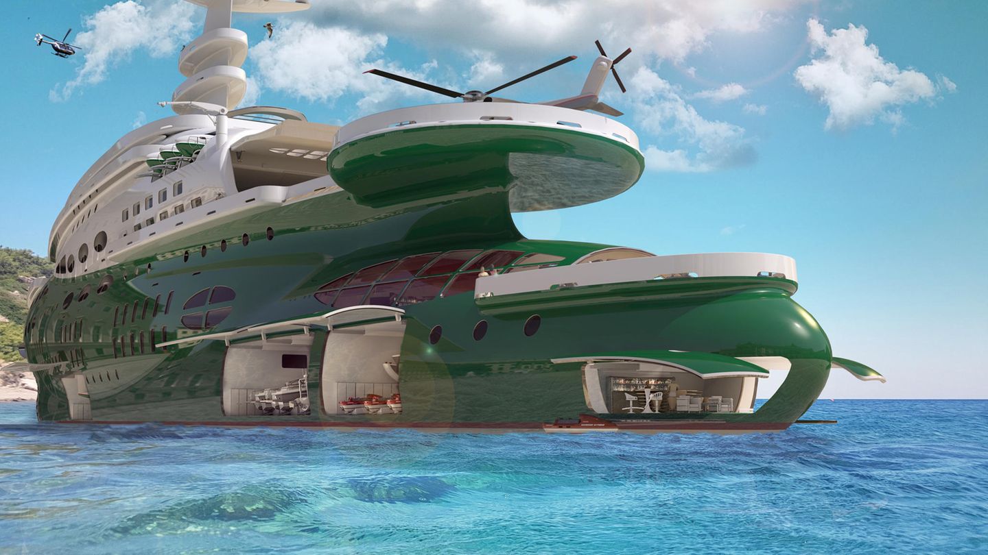 A többemeletes, fenttarható kialakítású G-Quest jacht