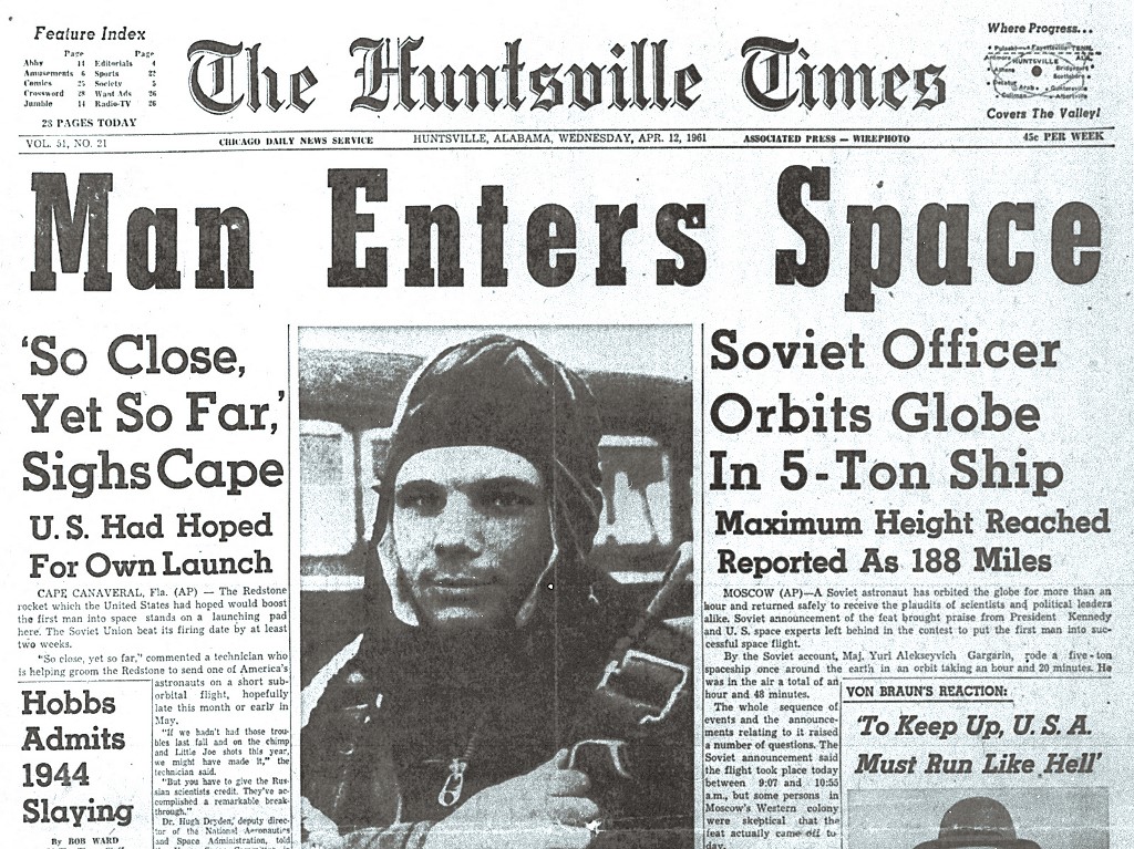 Címlapon Jurij Gagarin, az első ember az űrben