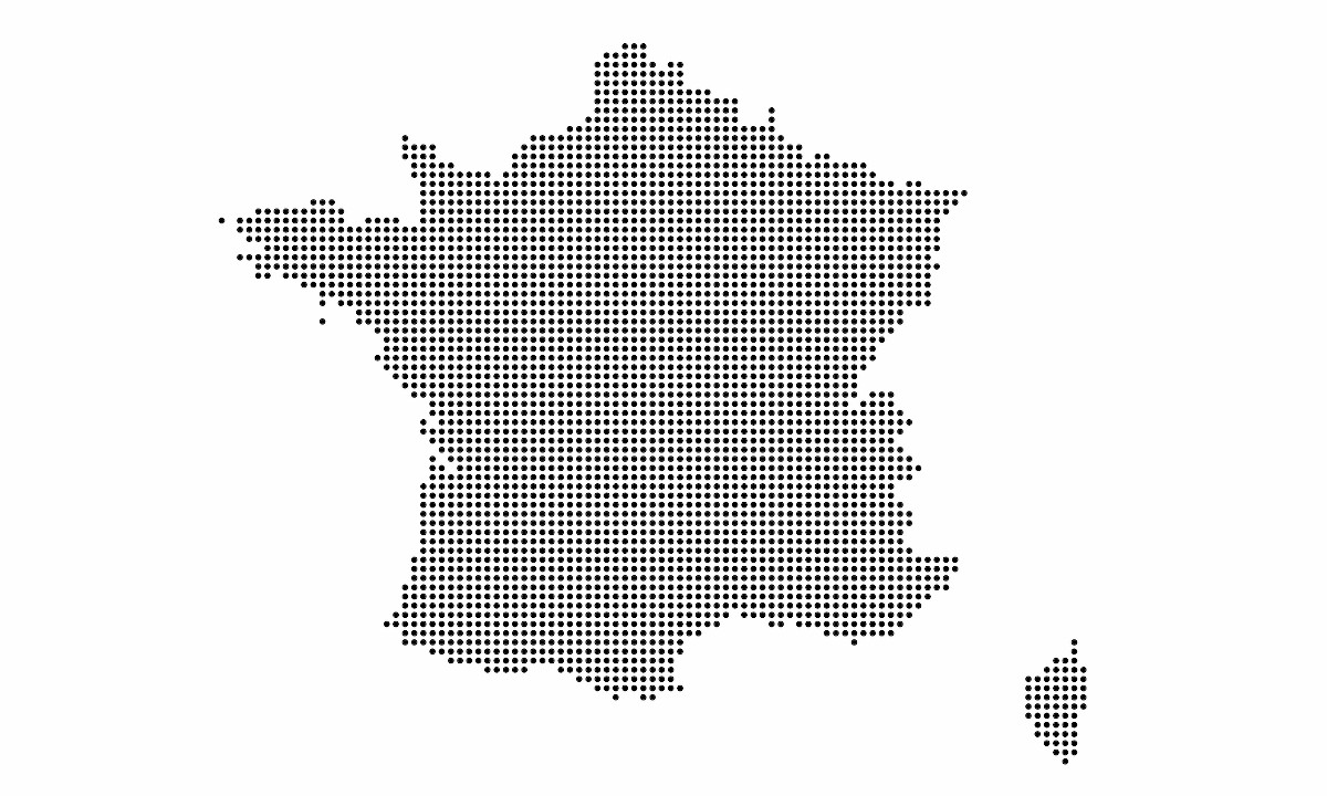 A pontok hálózatából Franciaország rajzolódik ki