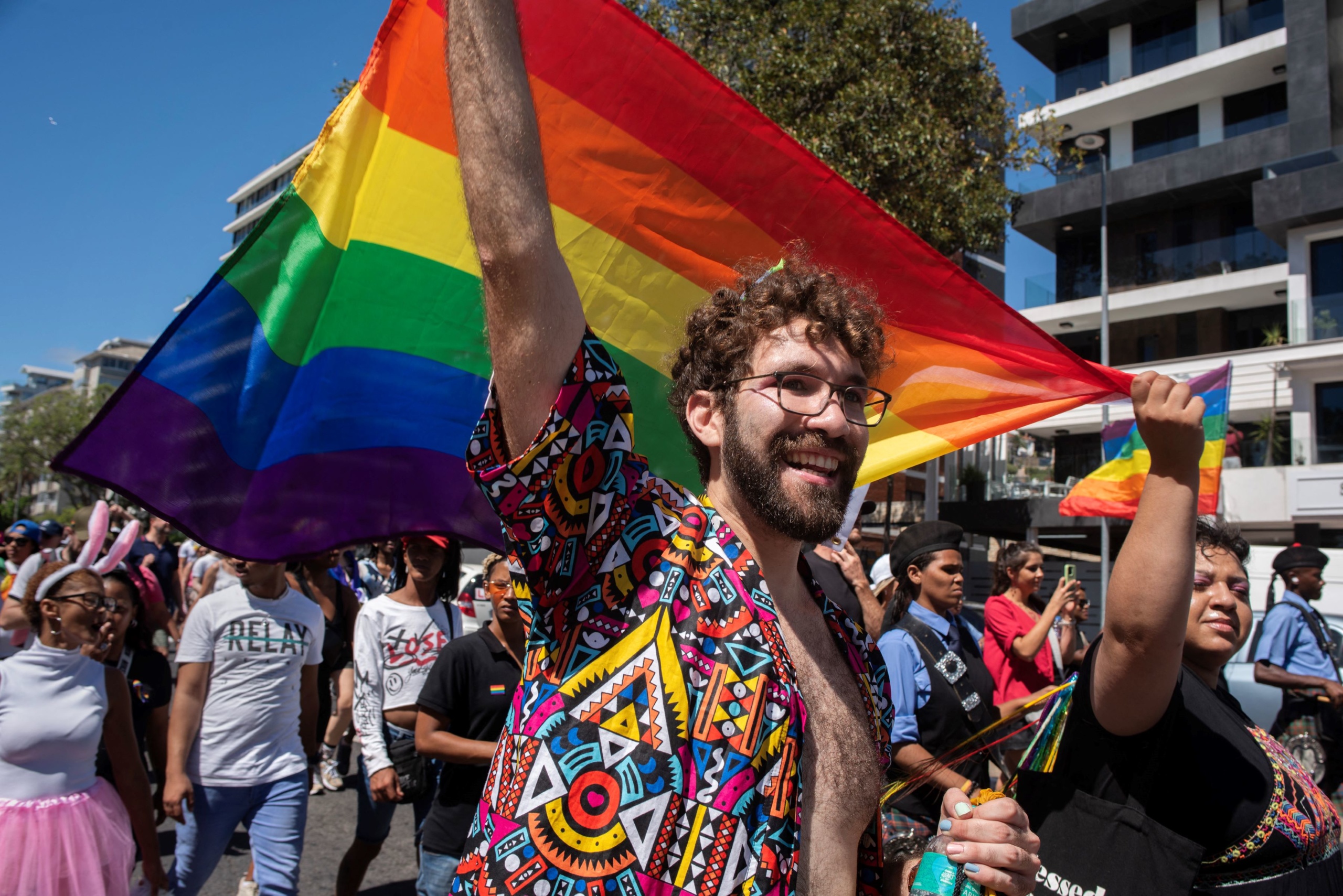 A dél-afrikai Cape Town-ban színes társaság vett részt a felvonuláson.