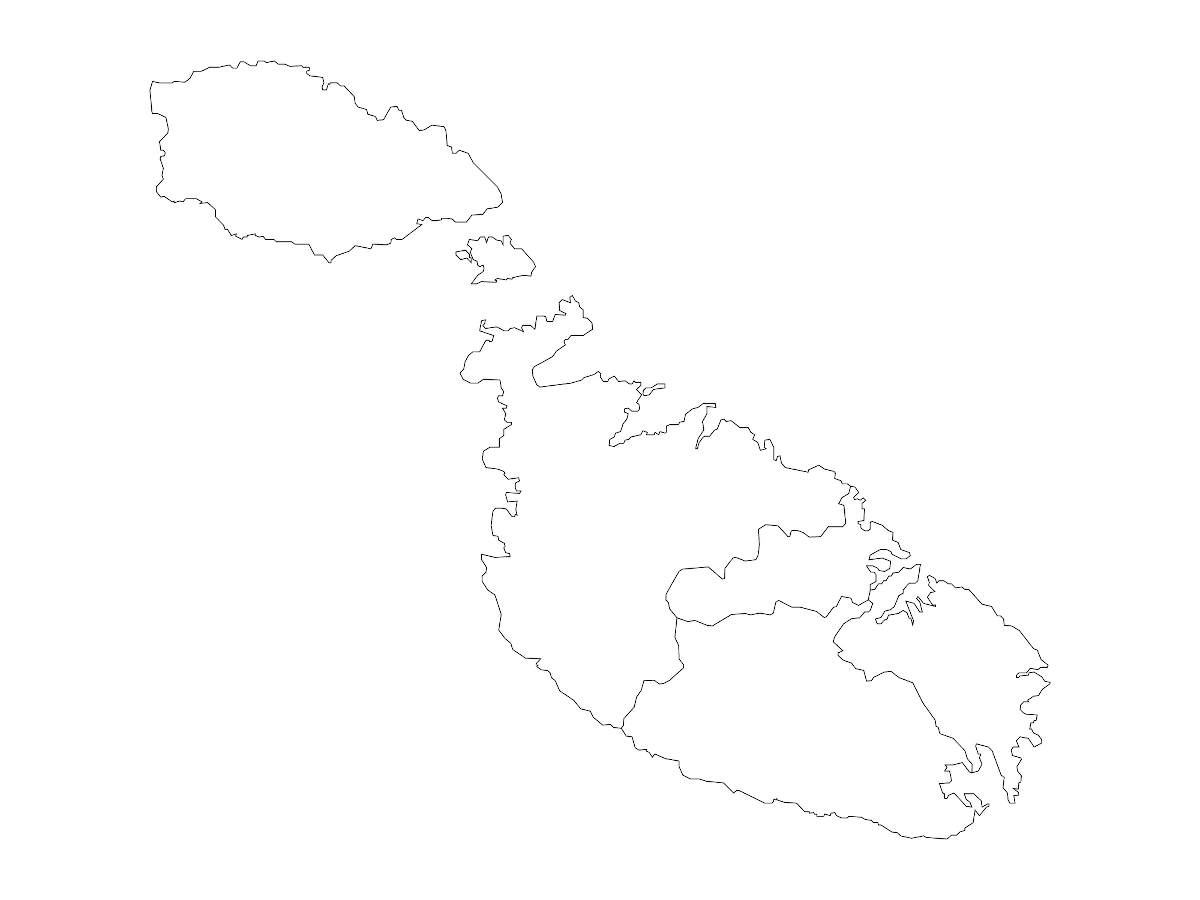 Málta körvonalai egy vaktérképen