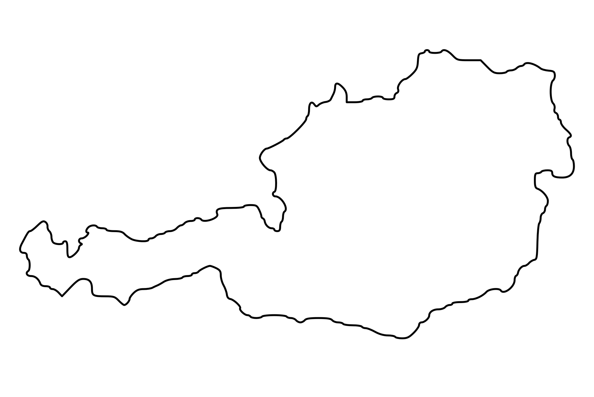 Ausztria vaktérképe, csak az ország határvonalával