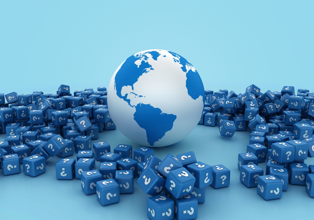 Globe World Map with Question Mark Blocks - Startlap Utazás