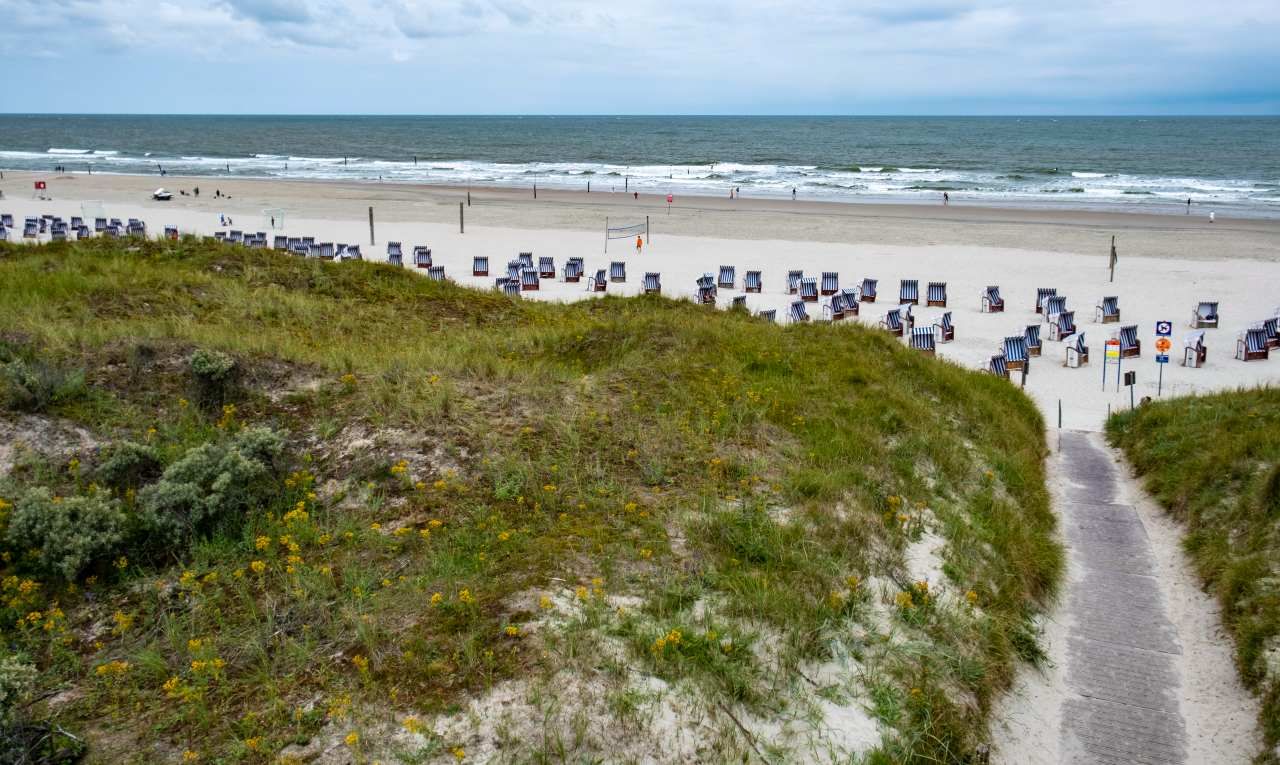 Norderney, strandkosarak a parton