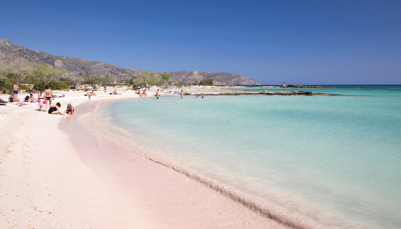 híres Elafonissi Beach rózsaszínű homokja