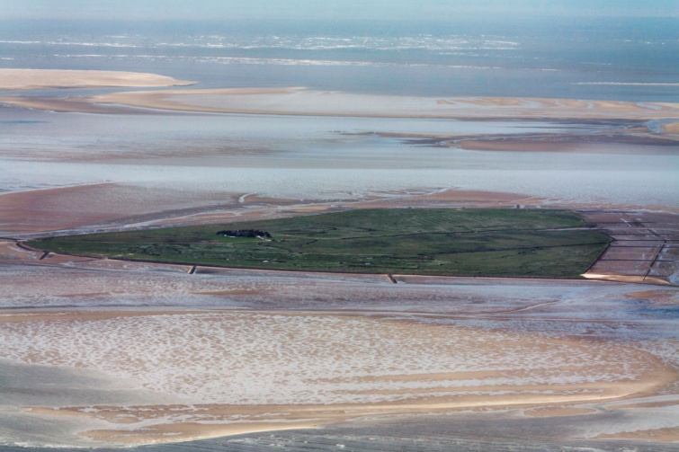 Hallig Süderoog légifelvételen.