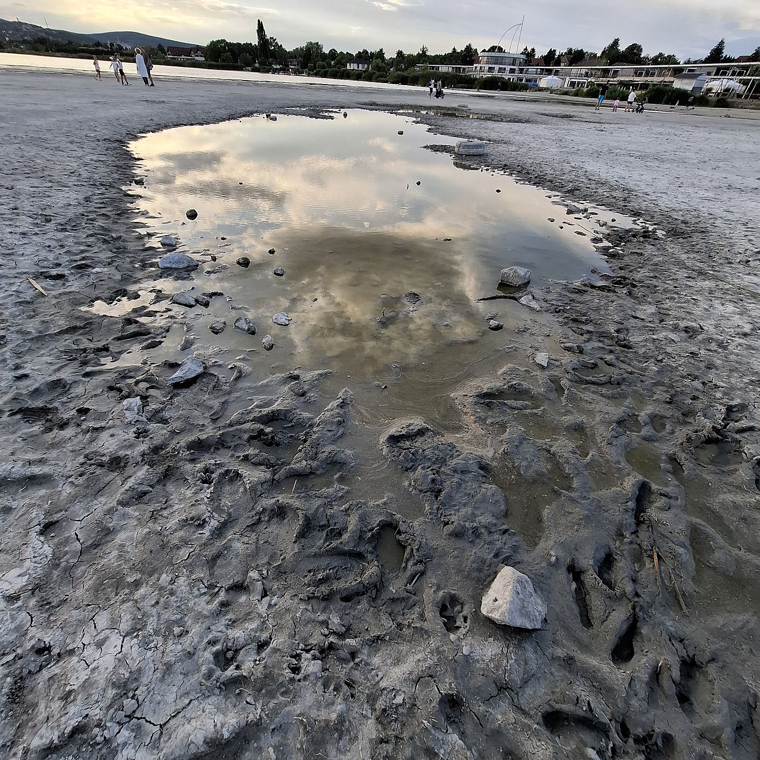 Pocsolya a velencei szabadstrand medrében.