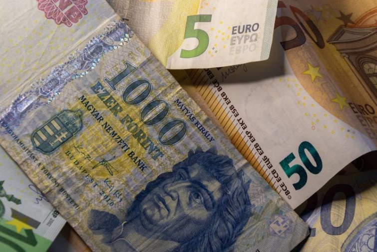 Forint és euró bankjegyek.
