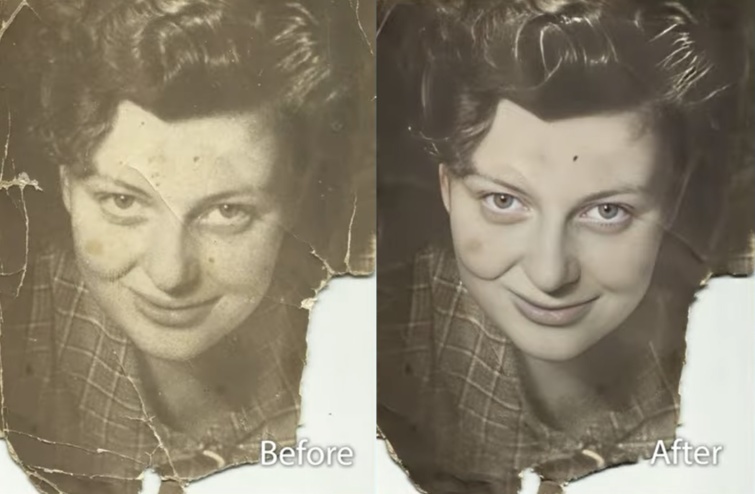 Előtte-utána képeken az Adobe Photo Restoration filter működése
