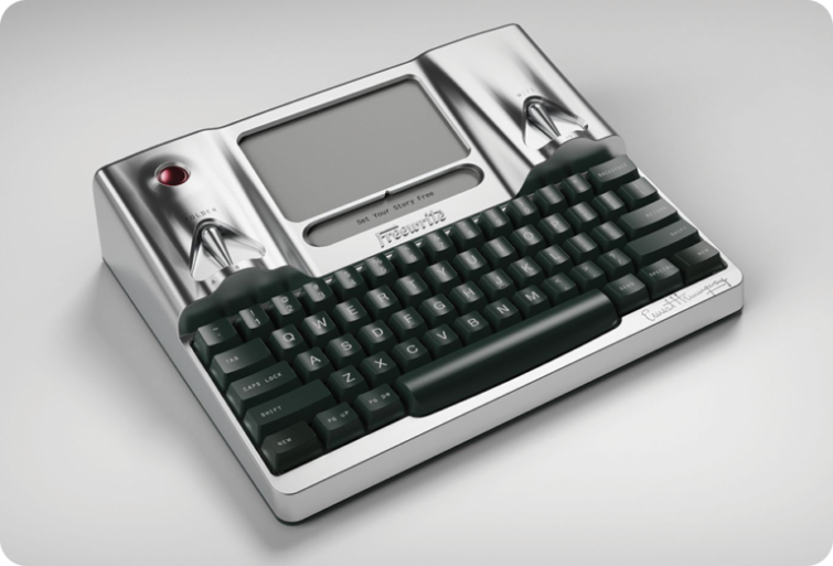 A kézzel csiszolt alumíniumból készült írógép