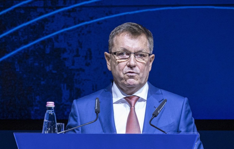 Matolcsy György, a Magyar Nemzeti Bank elnöke megnyitja a Budapest Eurázsia Fórum 2022 konferenciát a Magyar Nemzeti Bank Budai Központjában 2022. szeptember 19-én.