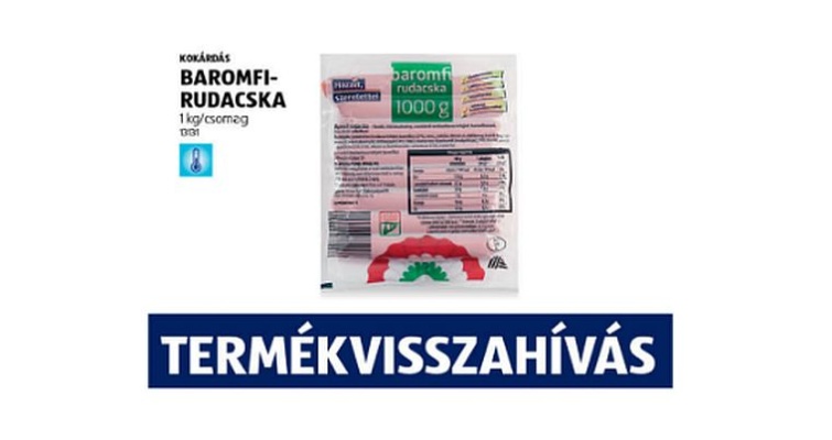 Az Aldi forgalomból visszahívott baromfirudacska terméke.