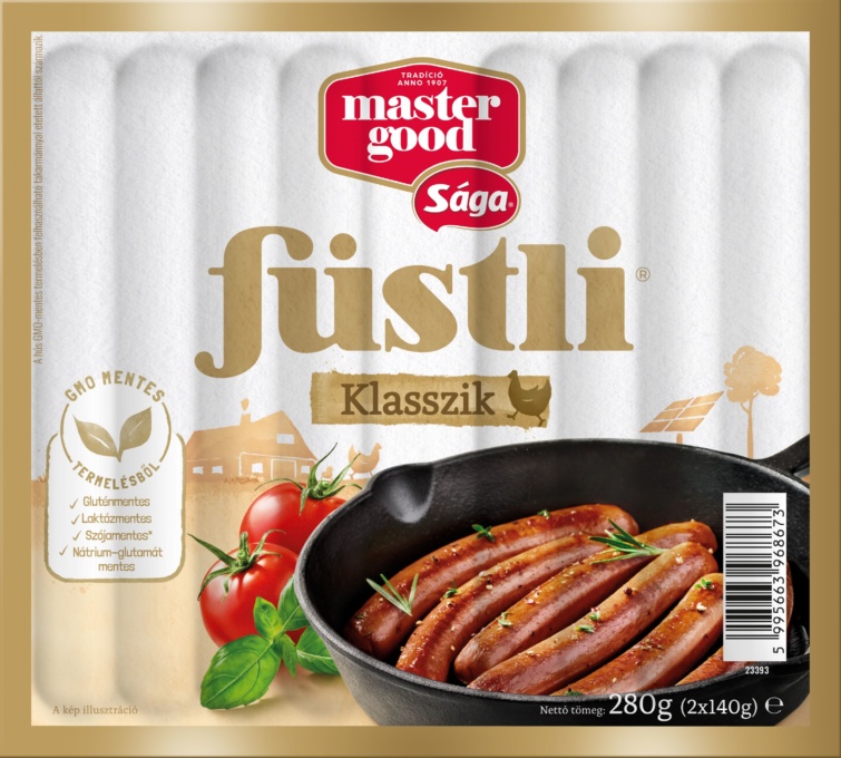 Sága Füstli virsli a Master Good feliratával