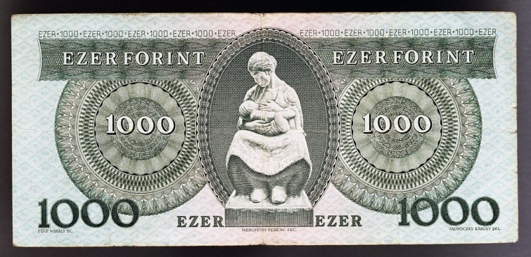Az 1999-ben kivont ezer forintos bankjegy hátoldala
