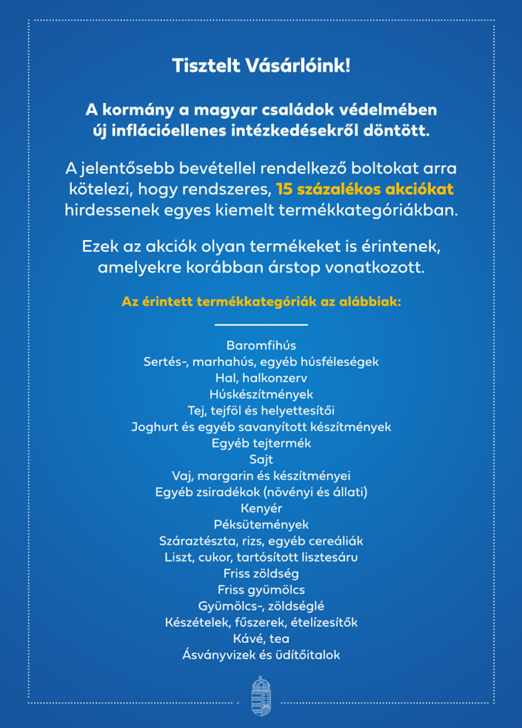 A kötelező akciók plakátja augusztus elsejétől