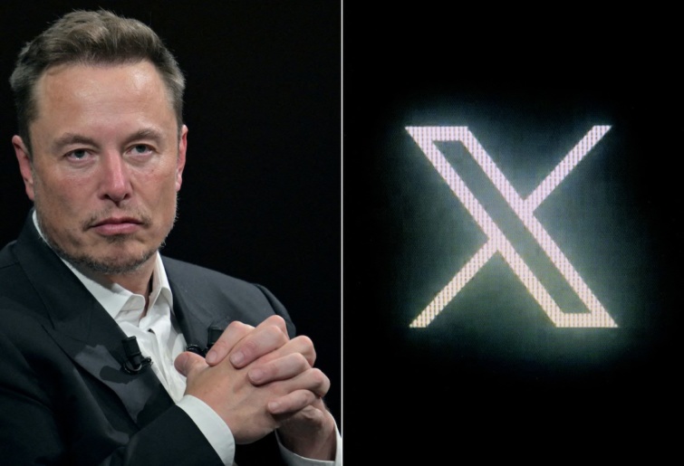 Elon Musk és az X logója
