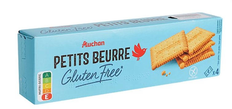 Az Auchan gluténmentes keksz terméke.
