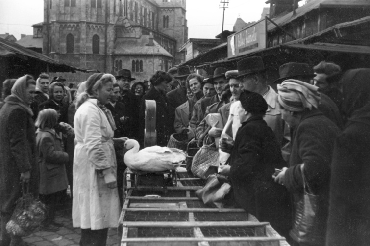 Az Élmunkás téri piac 1956-ban.