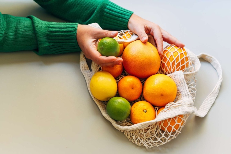 Narancs lime és citrom hálós zsákban