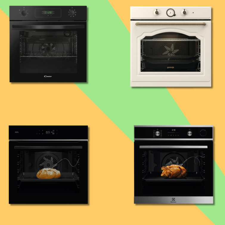 Beépíthető sütők színes háttér előtt