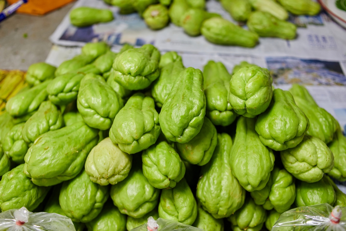 Chayote tök egy halomban